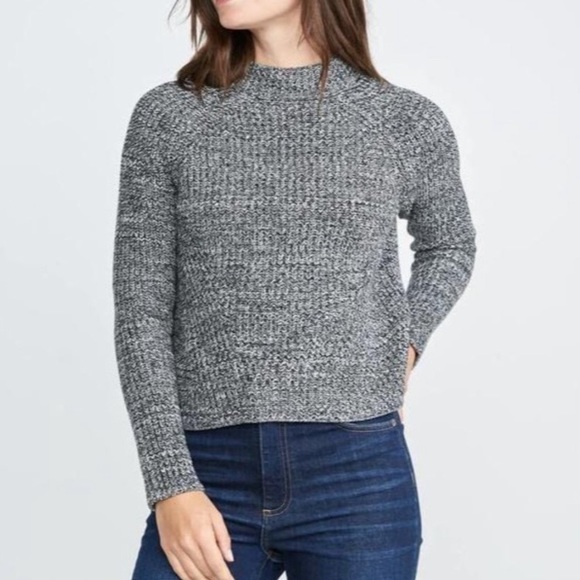 Marine Layer Sweaters - Marine Layer Cleo Mock Neck Marled Cotton Sweater